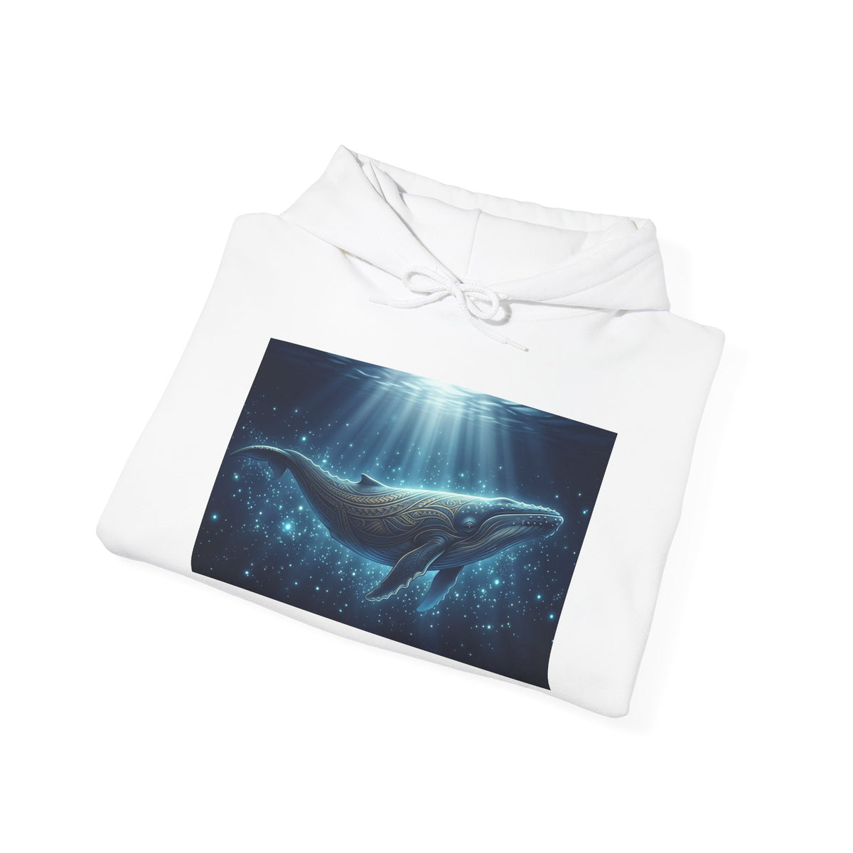 Whale of Light Hoodie — Radiant Blue Whale Graphic Pullover