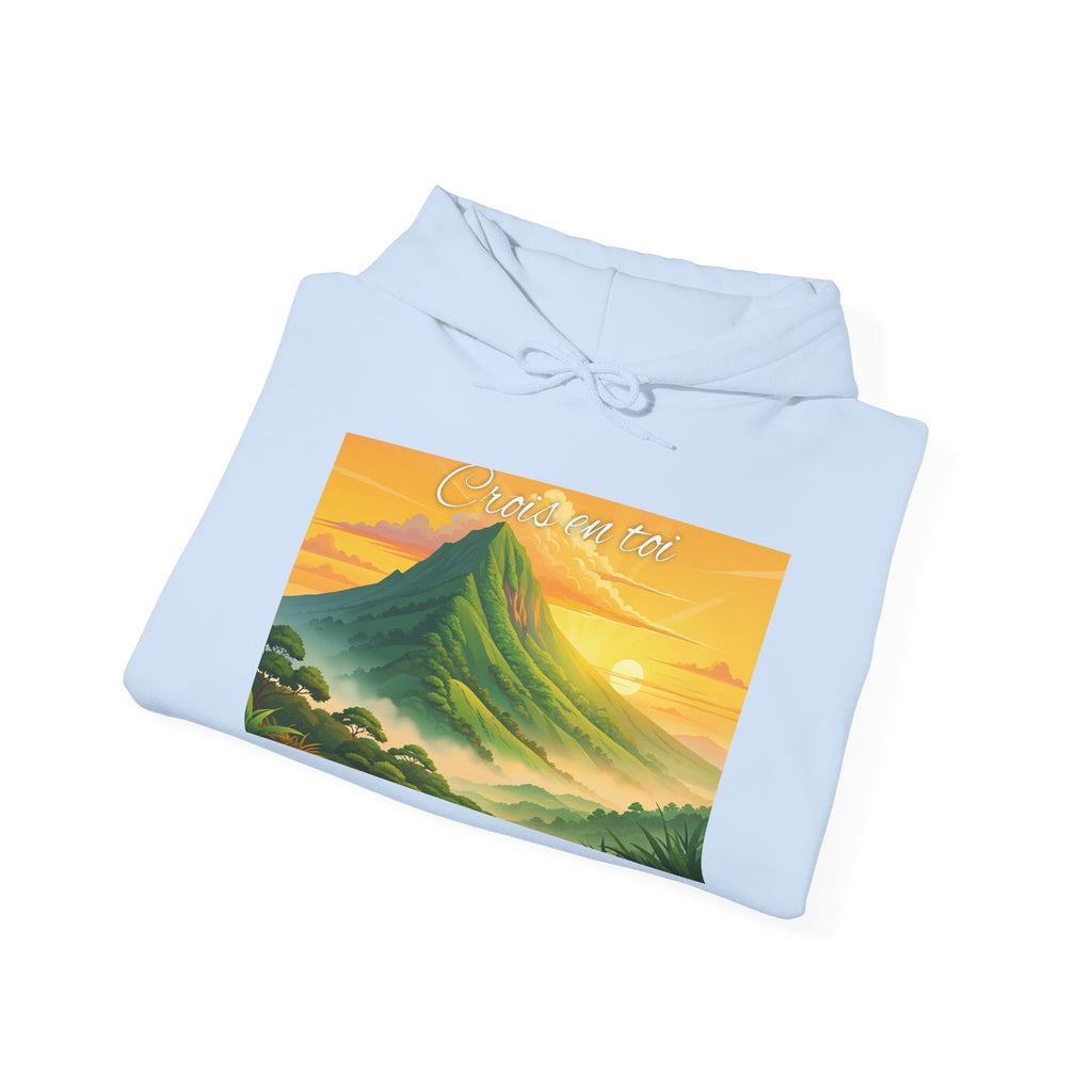 Sunset Mountain Hoodie - Serene Landscape Graphic Sweatshirt
