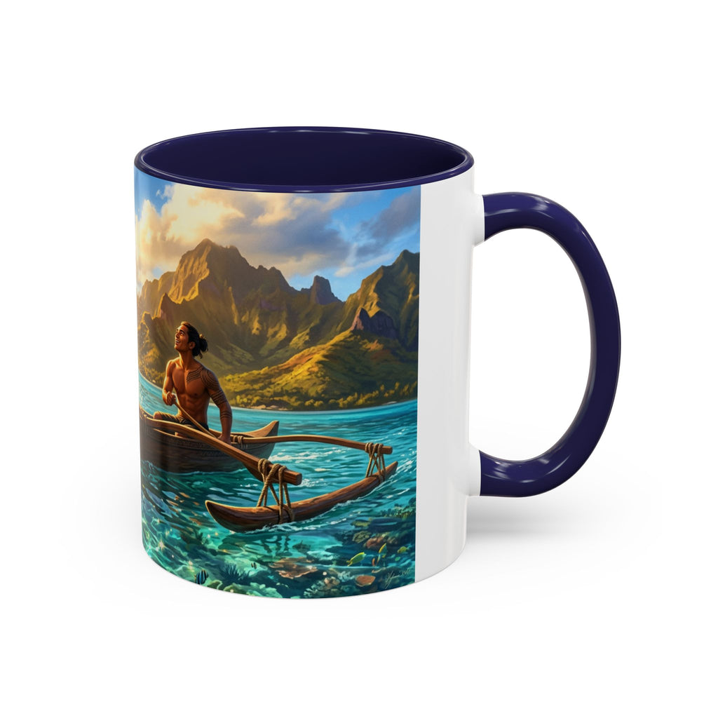 Tropical Canoe Coffee Mug — Ocean Dolphin Sunrise Scenic Mug (11/15oz)