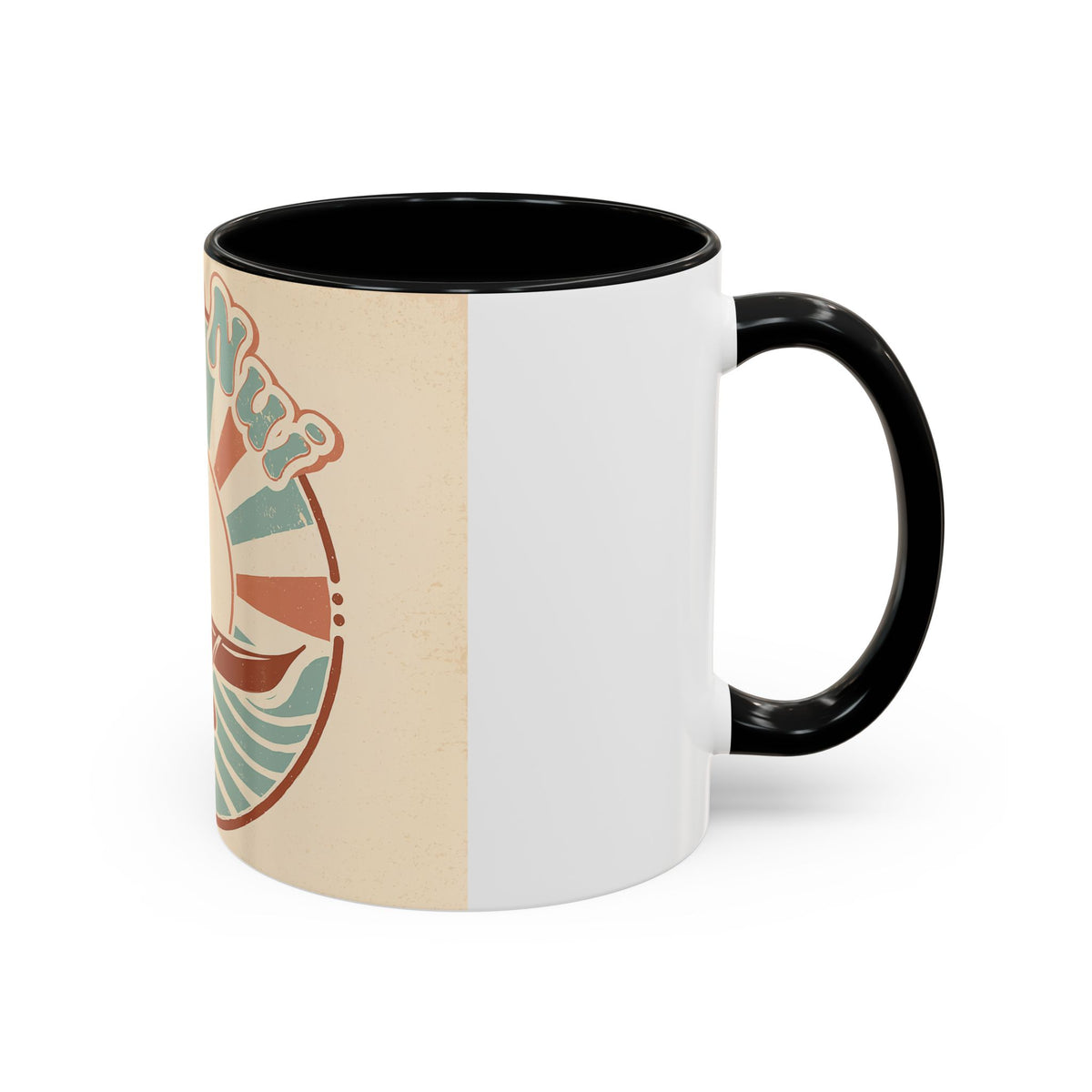 Aloha Nui Coffee Mug — Retro Hawaiian Canoe Sunset Accent Mug (11/15oz)