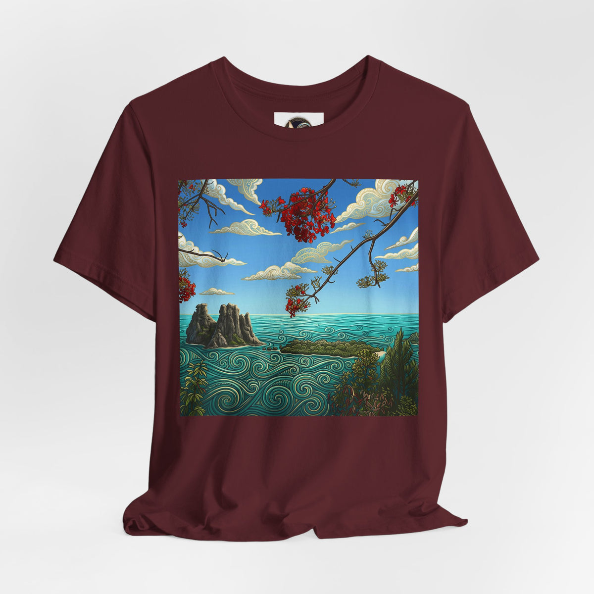 Surreal Beachscape Tee — Dreamy Sunset Ocean Art T-Shirt