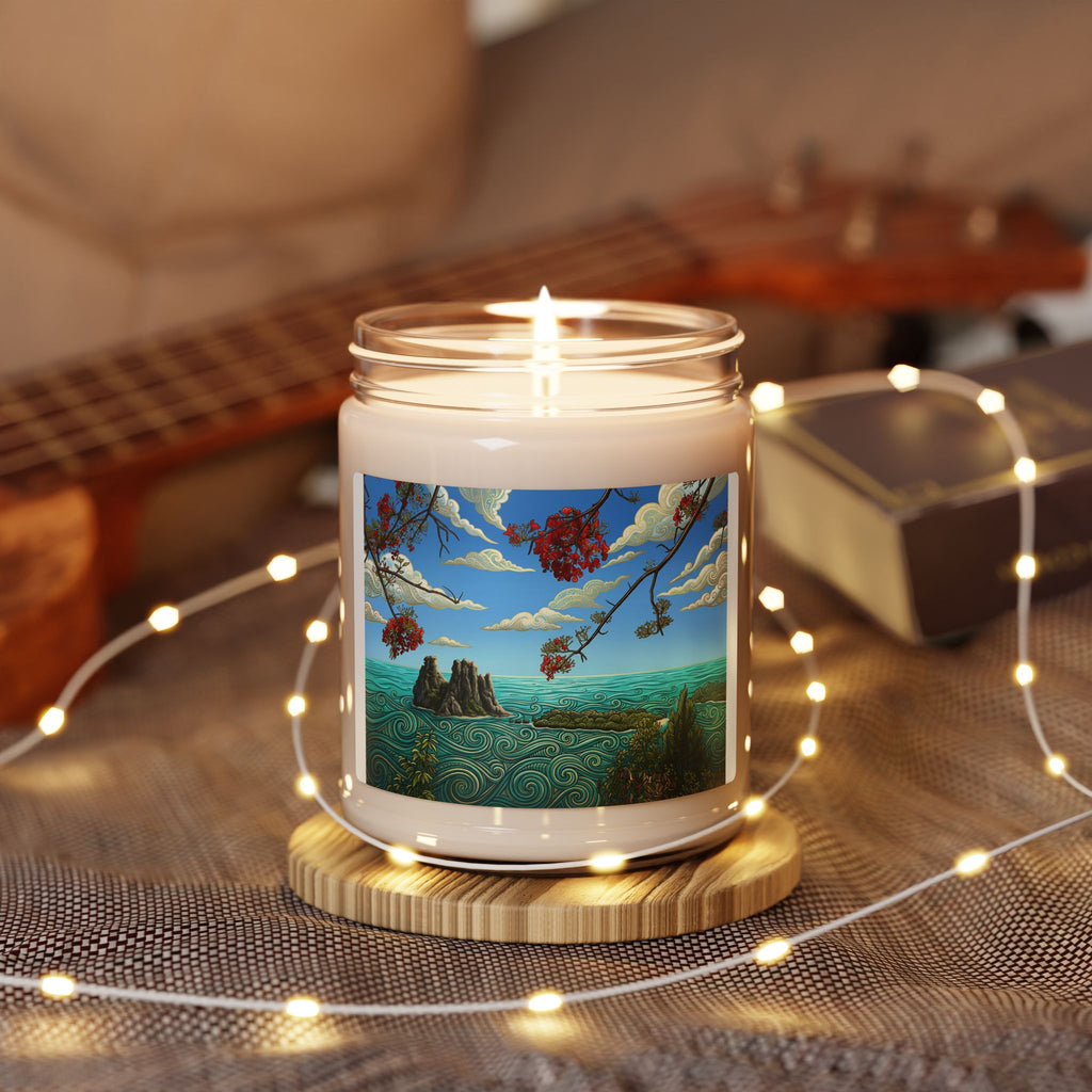 Coastal Blossom Soy Candle — 9oz Scented Jar (Ocean Breeze & Floral Notes)