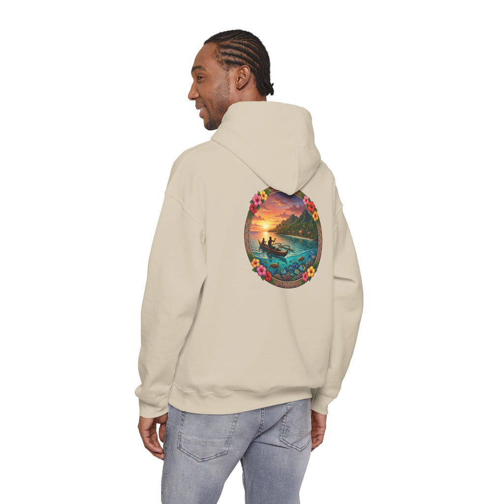 Sunset Surf Hoodie — Tropical Beach Circle Graphic Sweatshirt