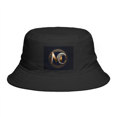 Brown Bucket Hat with Gold and Pearly Emblem — Bold Statement Sun Hat