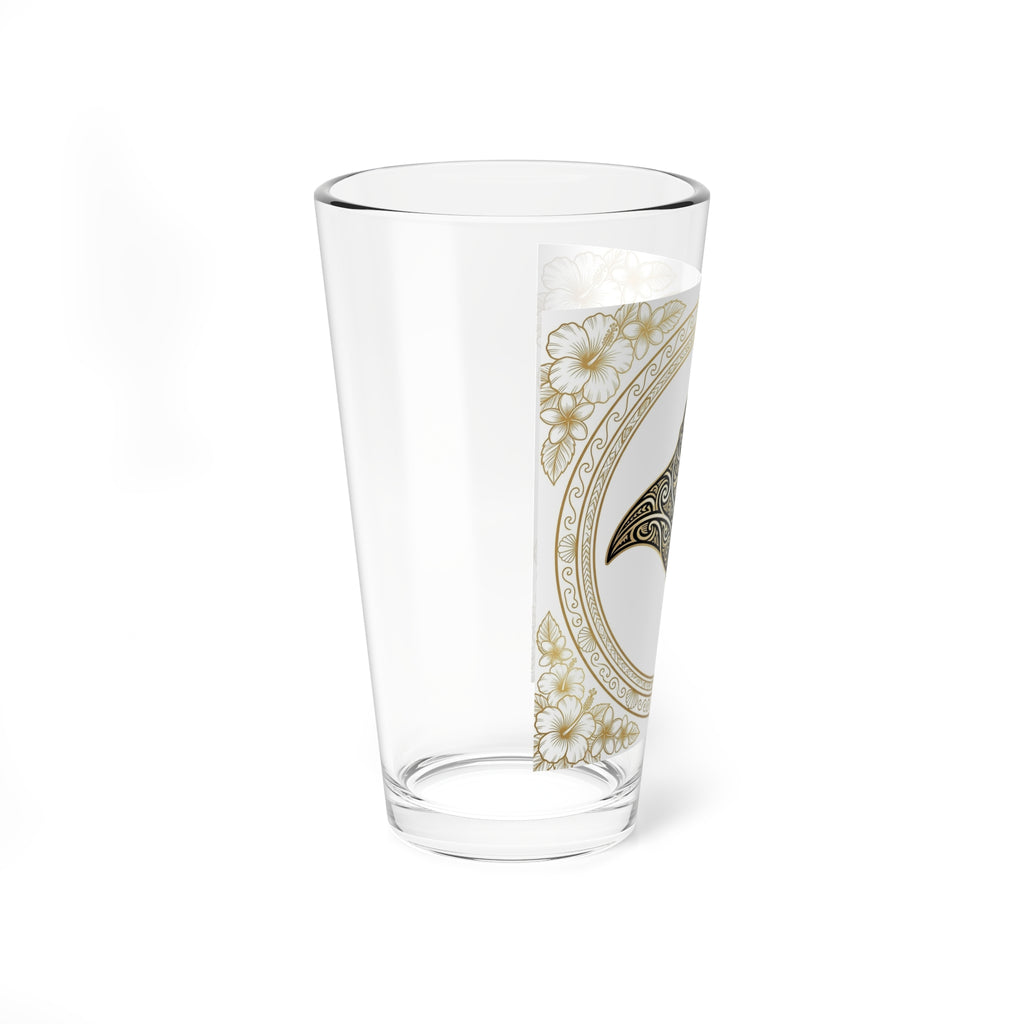 Ornate Manta Ray Mixing Glass — 16oz Decorative Beach Glass