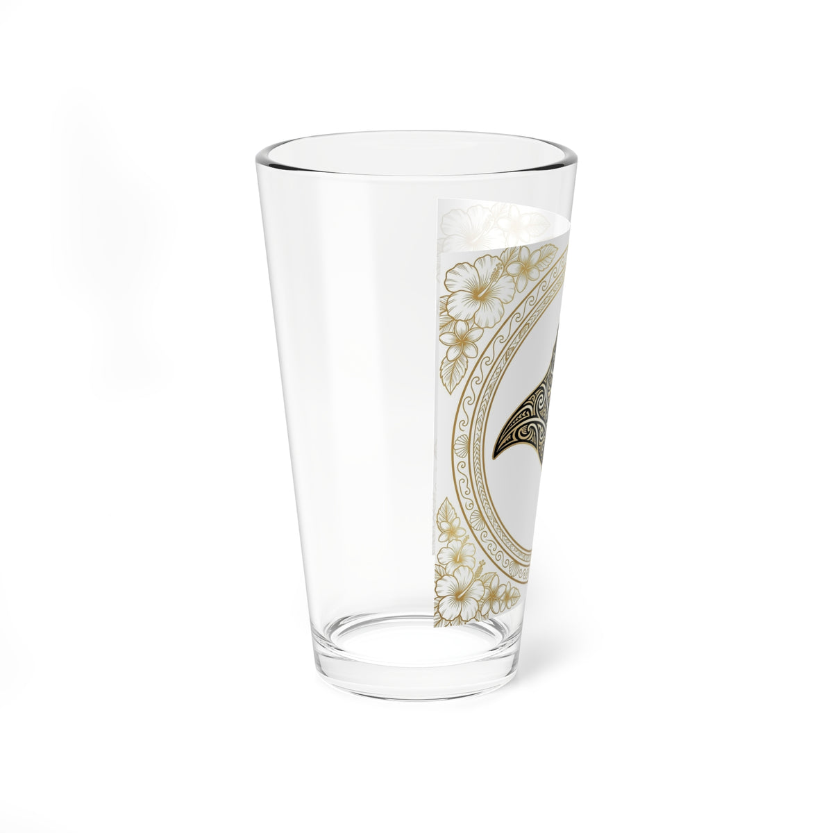 Ornate Manta Ray Mixing Glass — 16oz Decorative Beach Glass