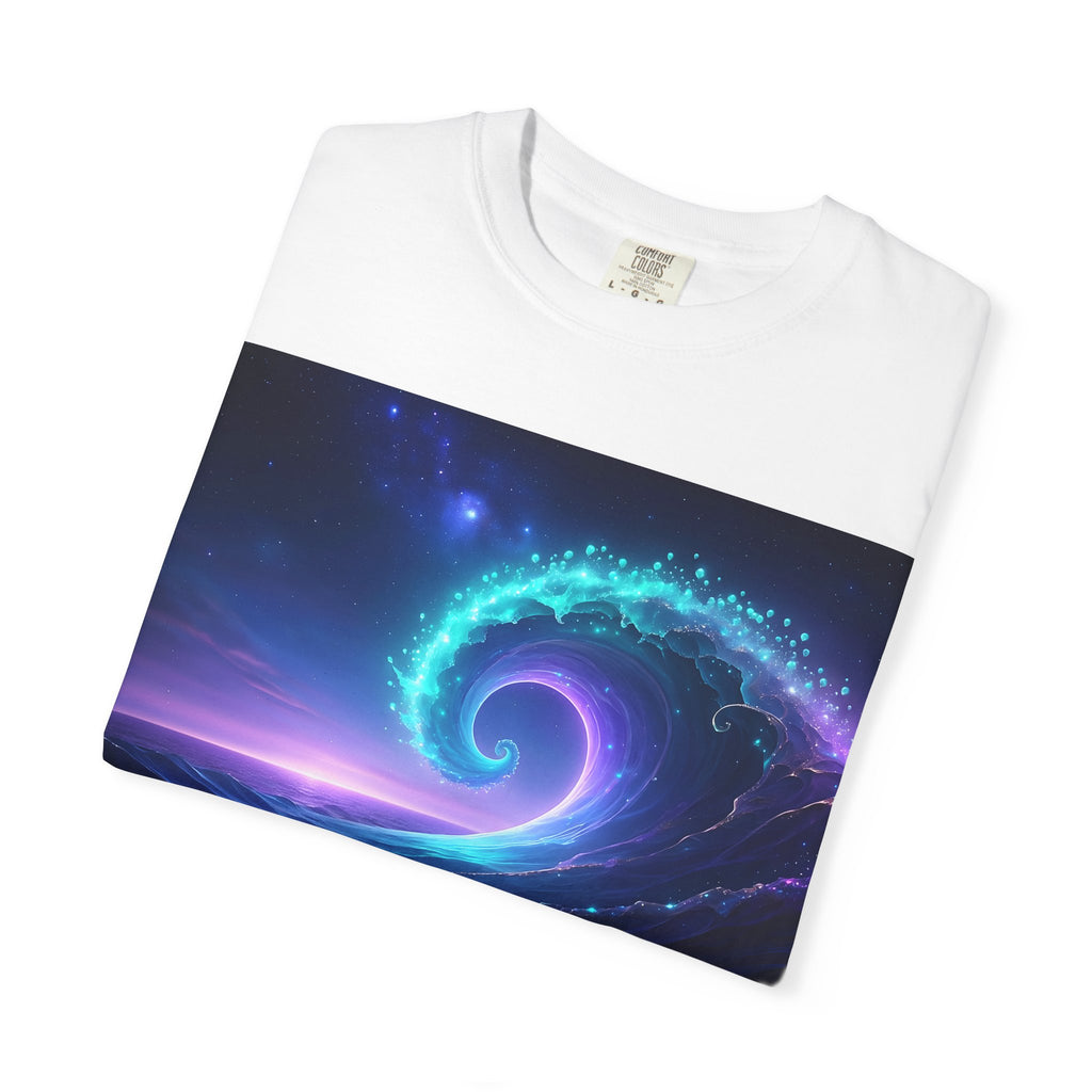 Cosmic Wave T-Shirt — Neon Galaxy Surf Art Tee