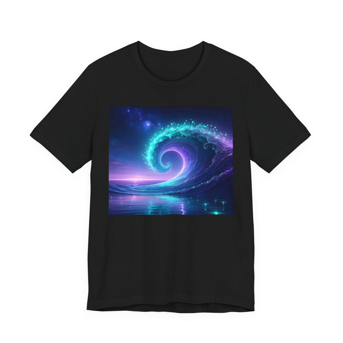 Cosmic Wave Graphic Tee — Neon Surf Ocean T-Shirt