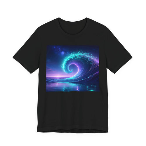 Cosmic Wave Graphic Tee — Neon Surf Ocean T-Shirt