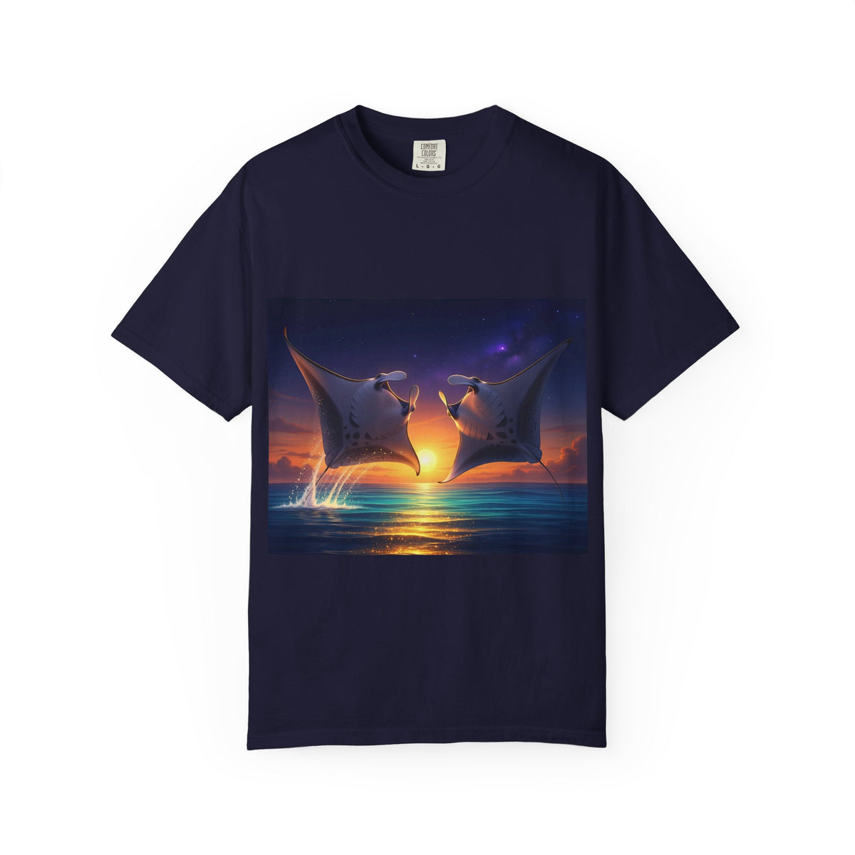 Manta Rays Sunset Ocean T-Shirt — Dancing Mantas Beachwear
