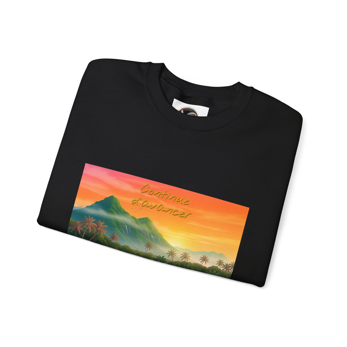 Tropical Sunset Crewneck Sweatshirt — Canoe on Calm Water Scenic Print