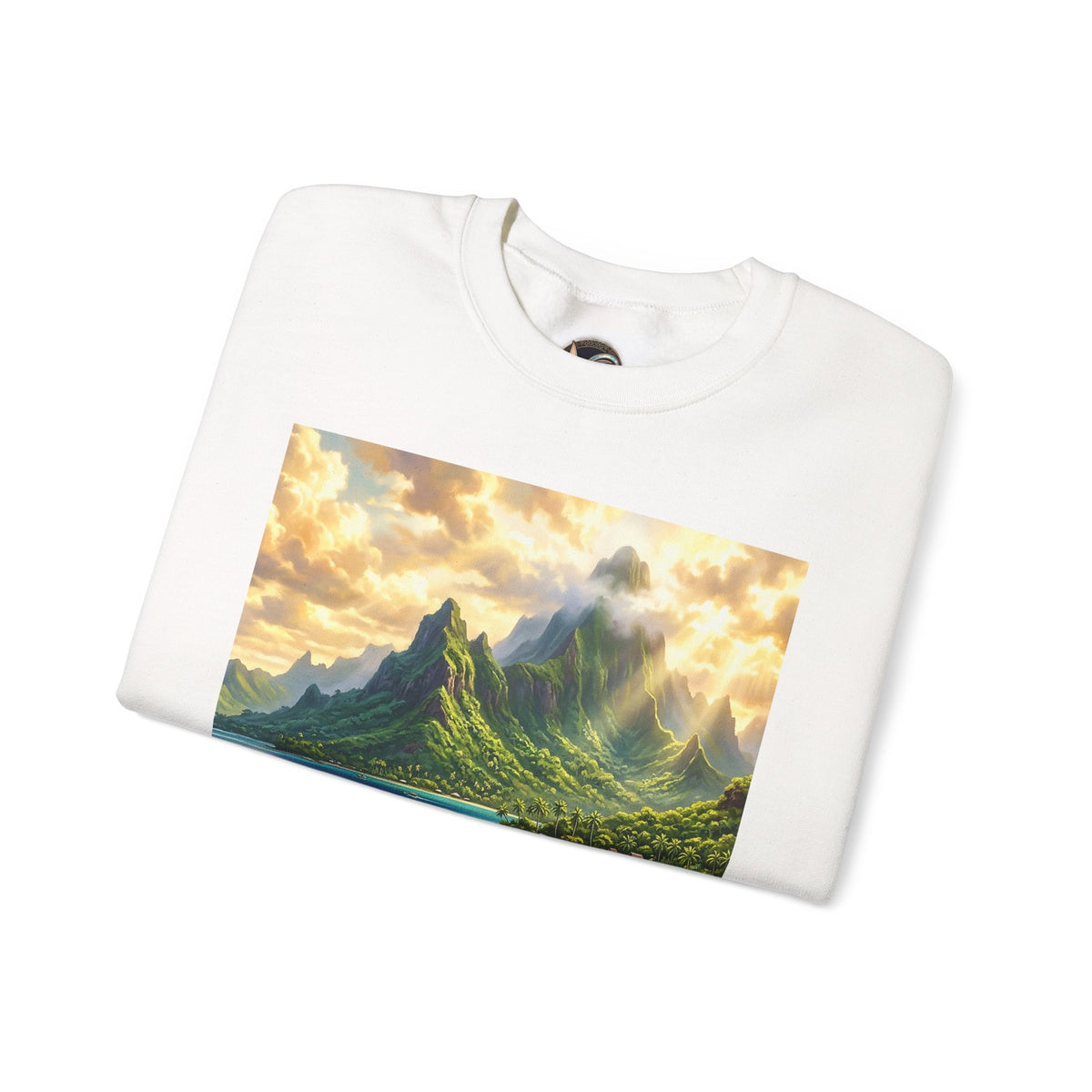 Tropical Island Crewneck Sweatshirt — Scenic Beach Landscape Pullover