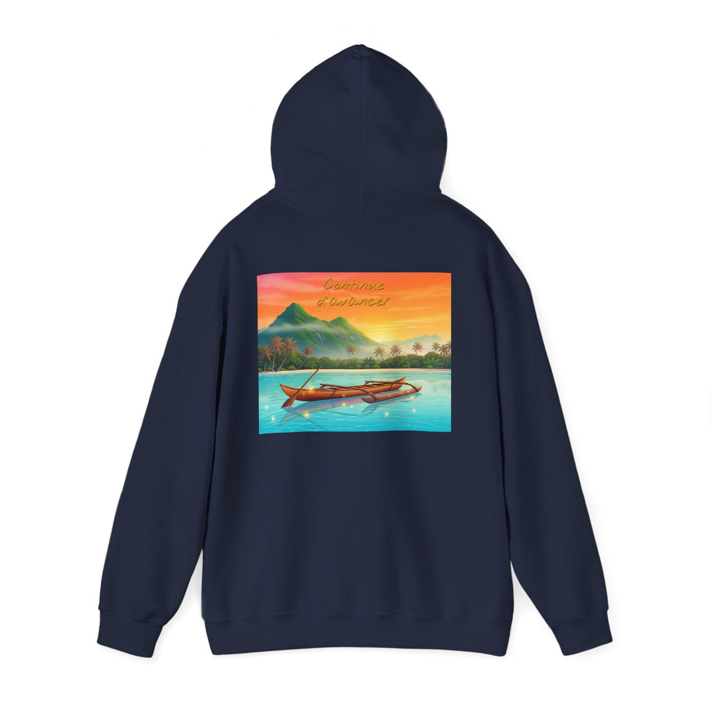 Tropical Sunset Hoodie — Scenic Boat & Island Print