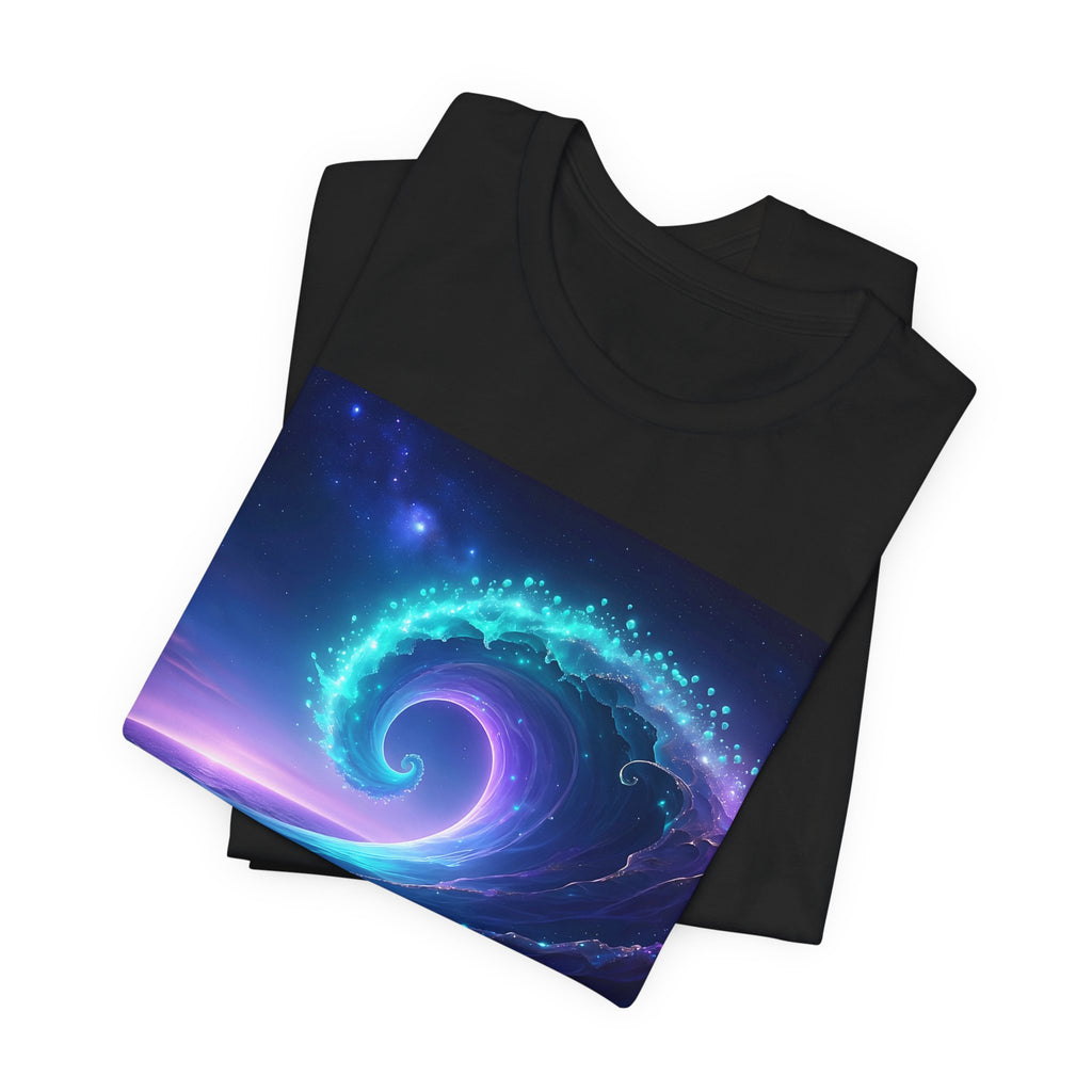 Cosmic Wave Graphic Tee — Neon Surf Ocean T-Shirt