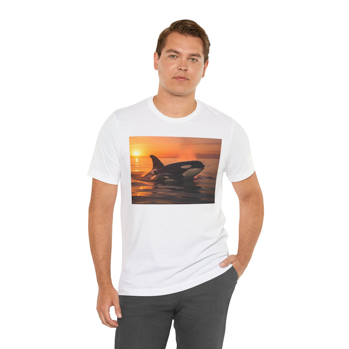 Orca Sunset T‑Shirt — Killer Whale Beach Shirt