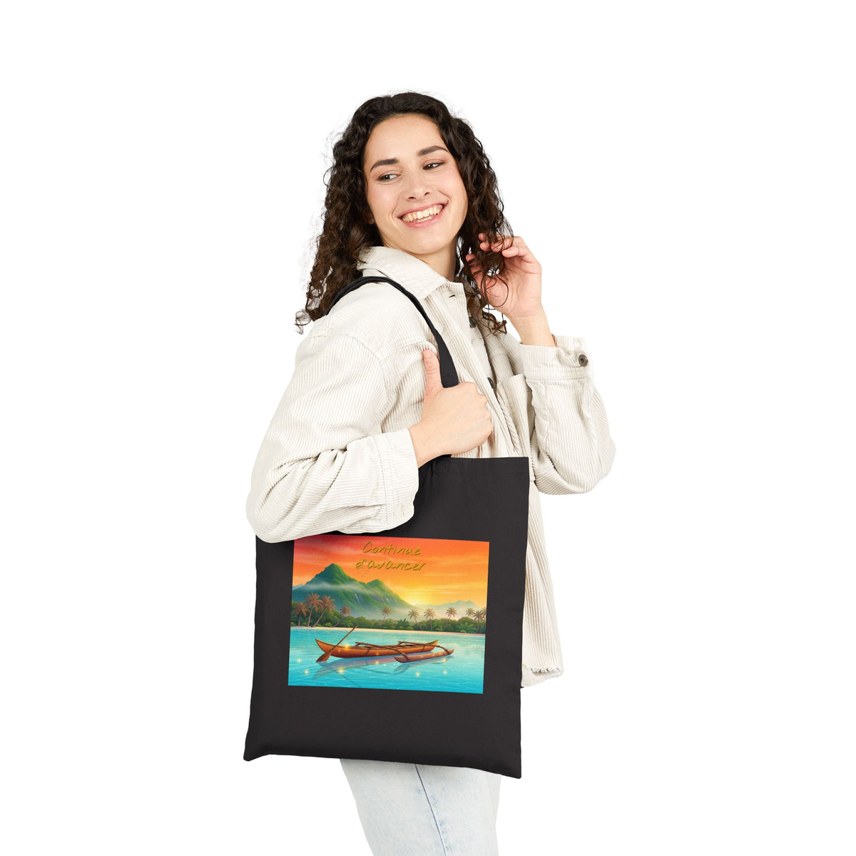 Tote Bag — Tropical Sunset Boat Canvas Tote