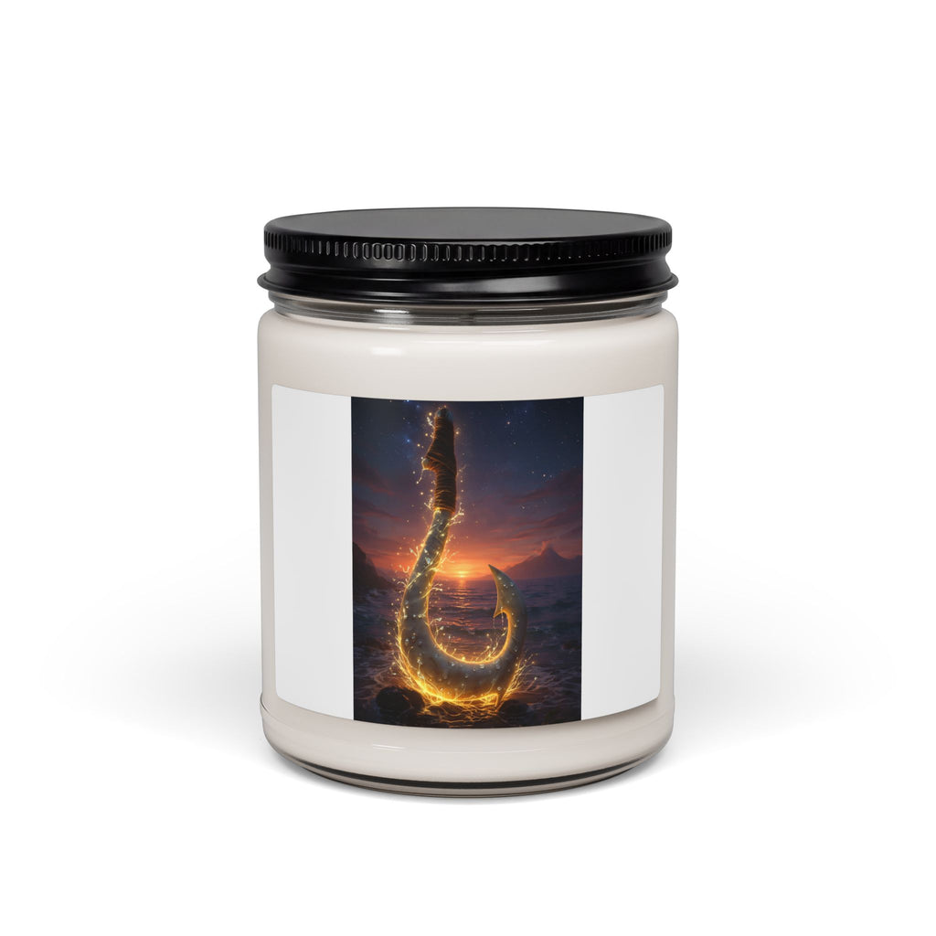 Fishing Hook Sunset Soy Candle — Ocean Breeze Scented 9oz