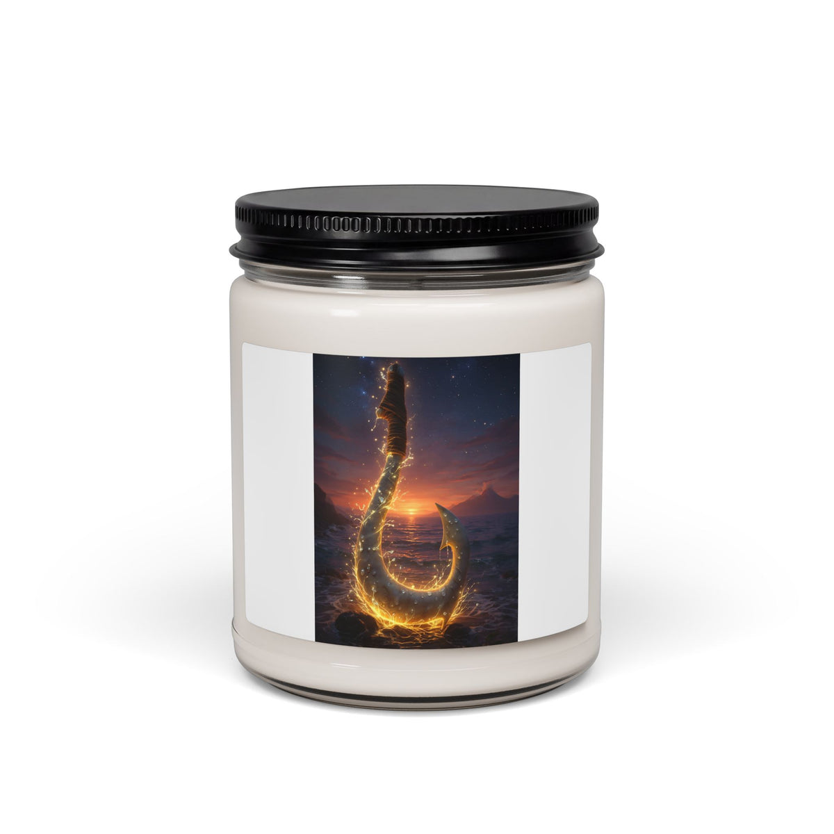 Fishing Hook Sunset Soy Candle — Ocean Breeze Scented 9oz