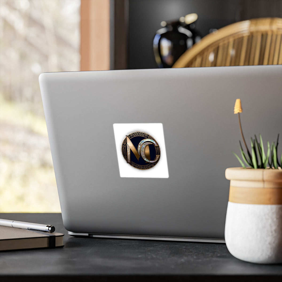 Monogram NC Gold Emblem Kiss-Cut Vinyl Sticker