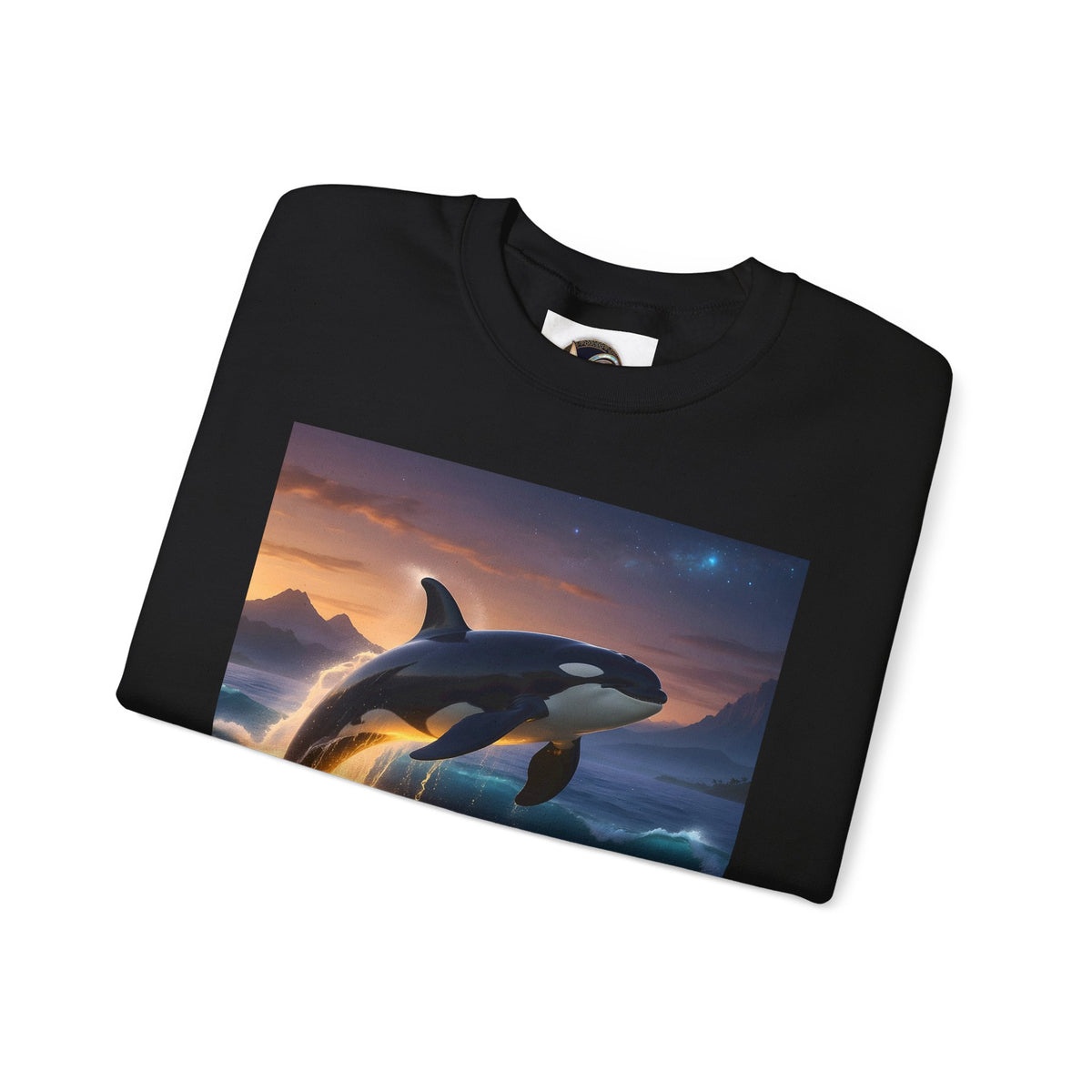 Orca Sunset Crewneck Sweatshirt — Majestic Killer Whale Graphic