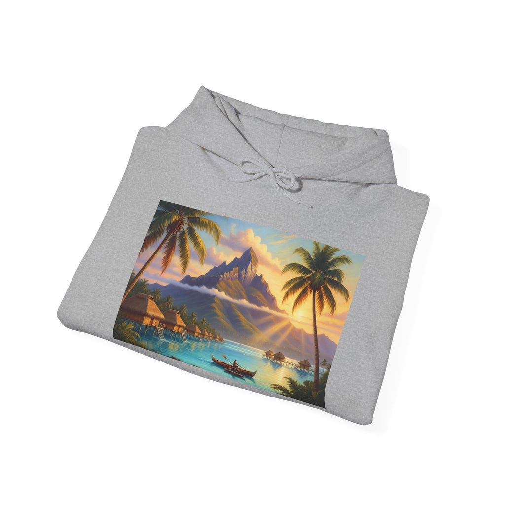 Tropical Sunset Hoodie — Vintage Island Beach Scene Pullover