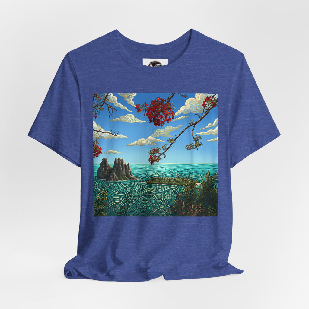 Surreal Beachscape Tee — Dreamy Sunset Ocean Art T-Shirt
