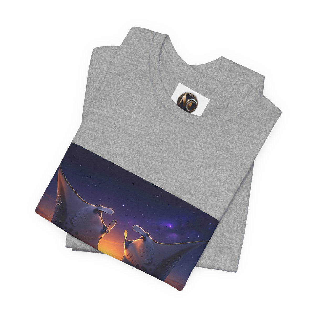 Sunset Manta Rays Graphic Tee — Ocean Sunset Dolphin-Style Art Shirt