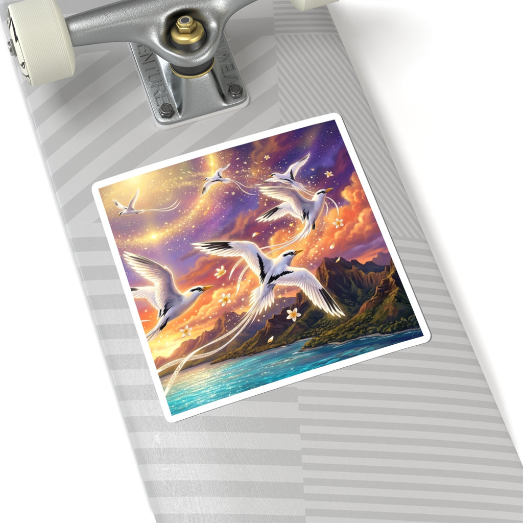 Pailles en queue at Sunset Kiss-Cut Sticker — Dreamy Ocean Sunset Wildlife Decal