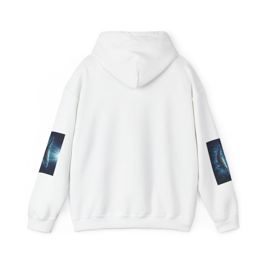 Whale of Light Hoodie — Radiant Blue Whale Graphic Pullover