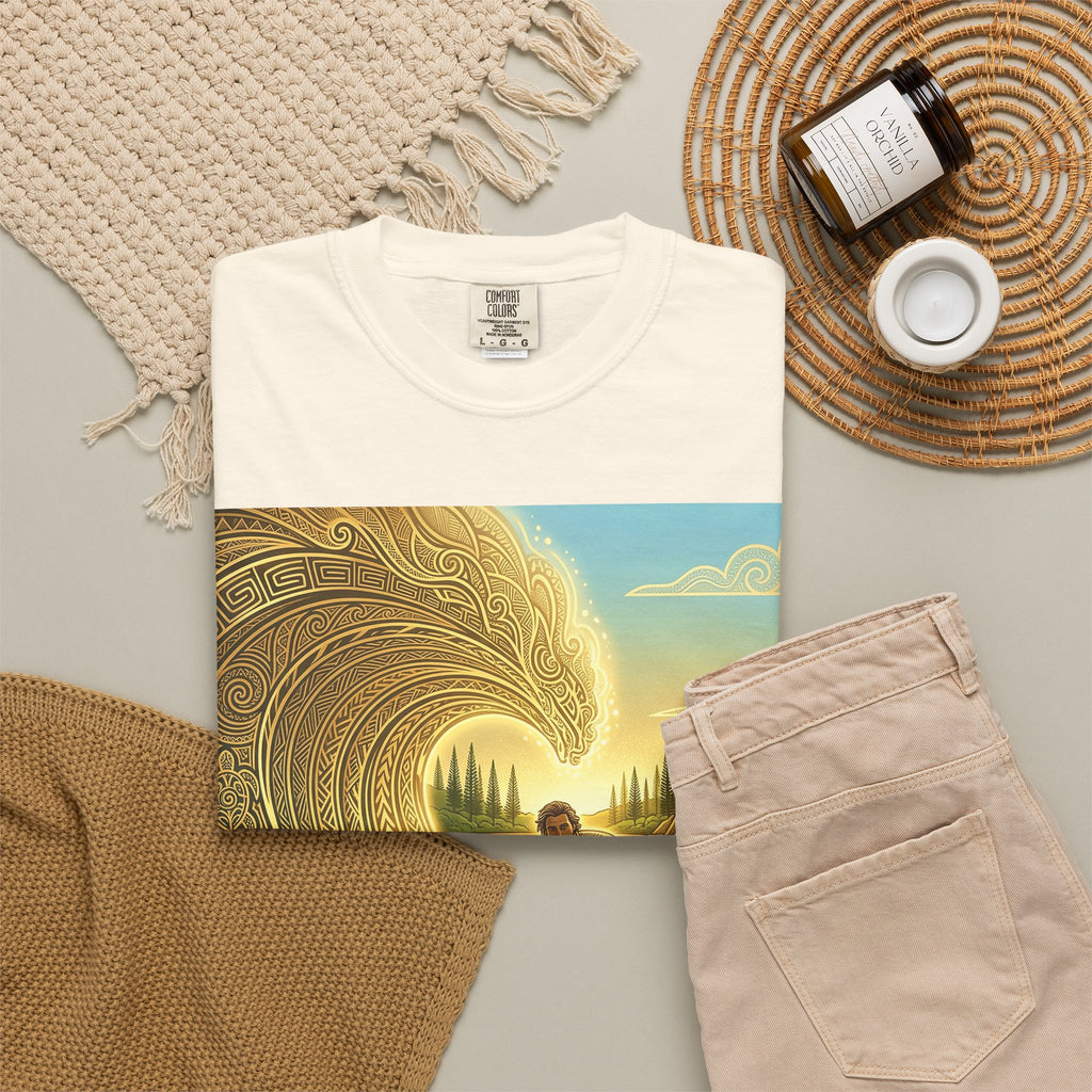 Surfer and Dolphin Wave T-Shirt | Vintage Coastal Surf Art