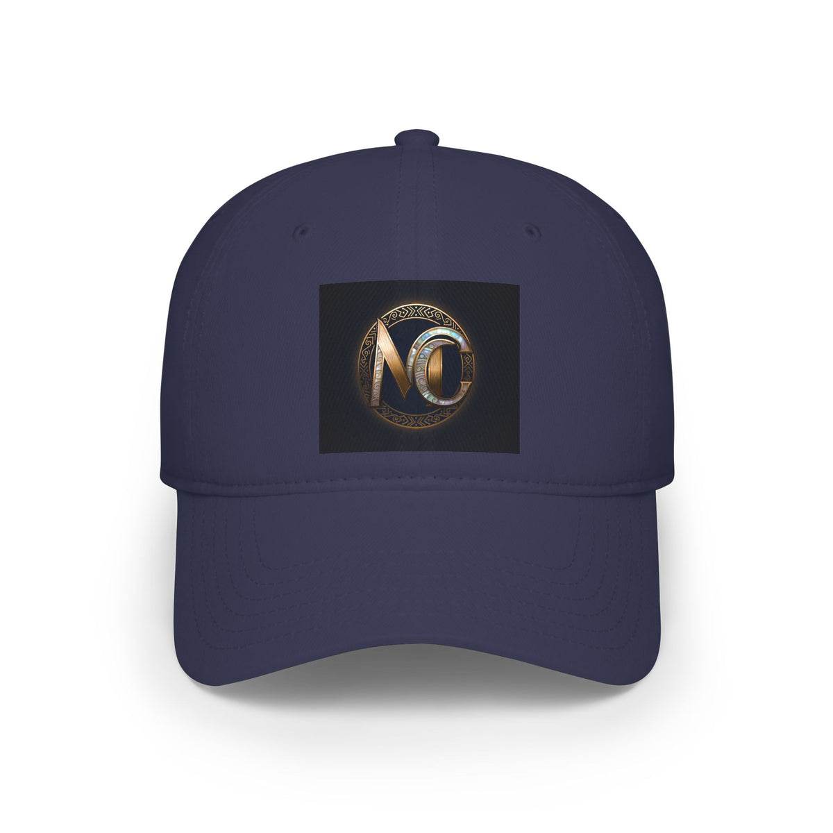 Low-profile baseball cap with gold and pearl emblem—bold minimalist hat