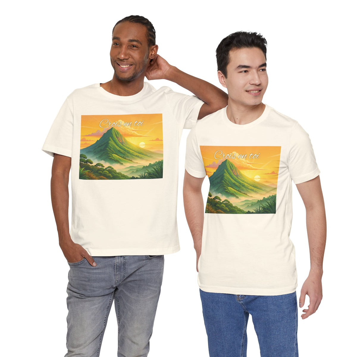 Sunrise Mountain Graphic Tee — 'Good Morning' Scenic Nature T-Shirt