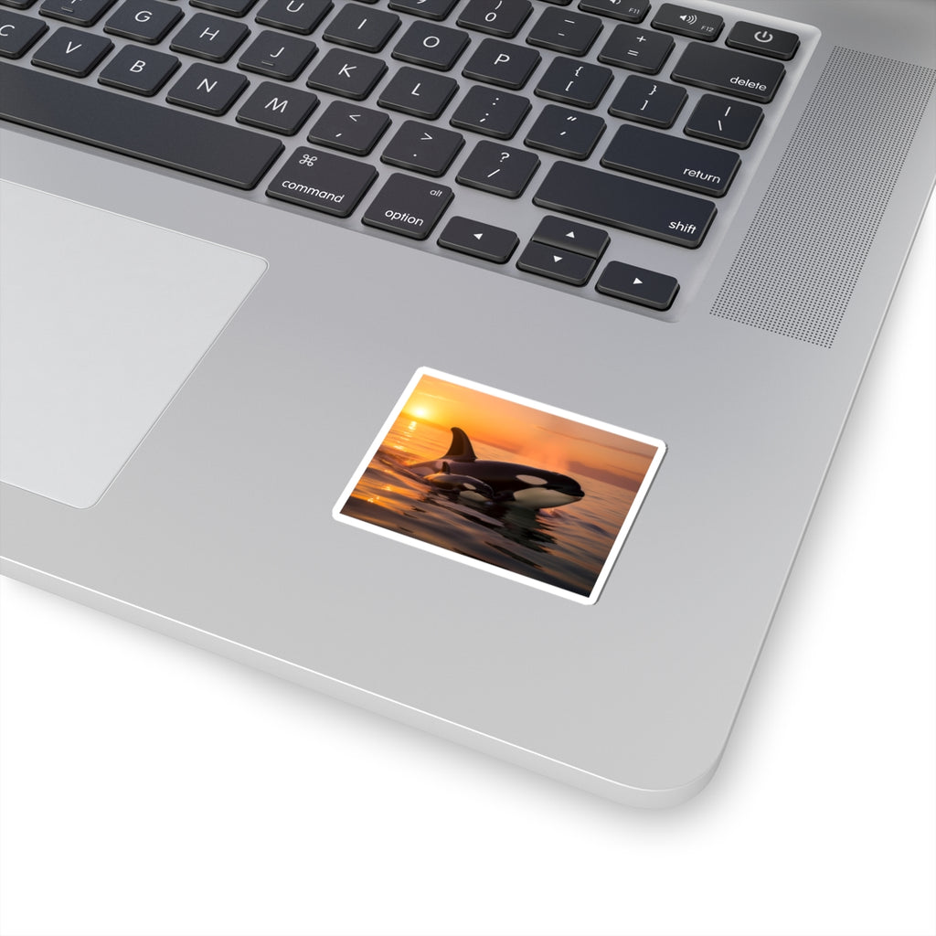 Orca Sunset Sticker — Killer Whale Kiss-Cut Vinyl Sticker