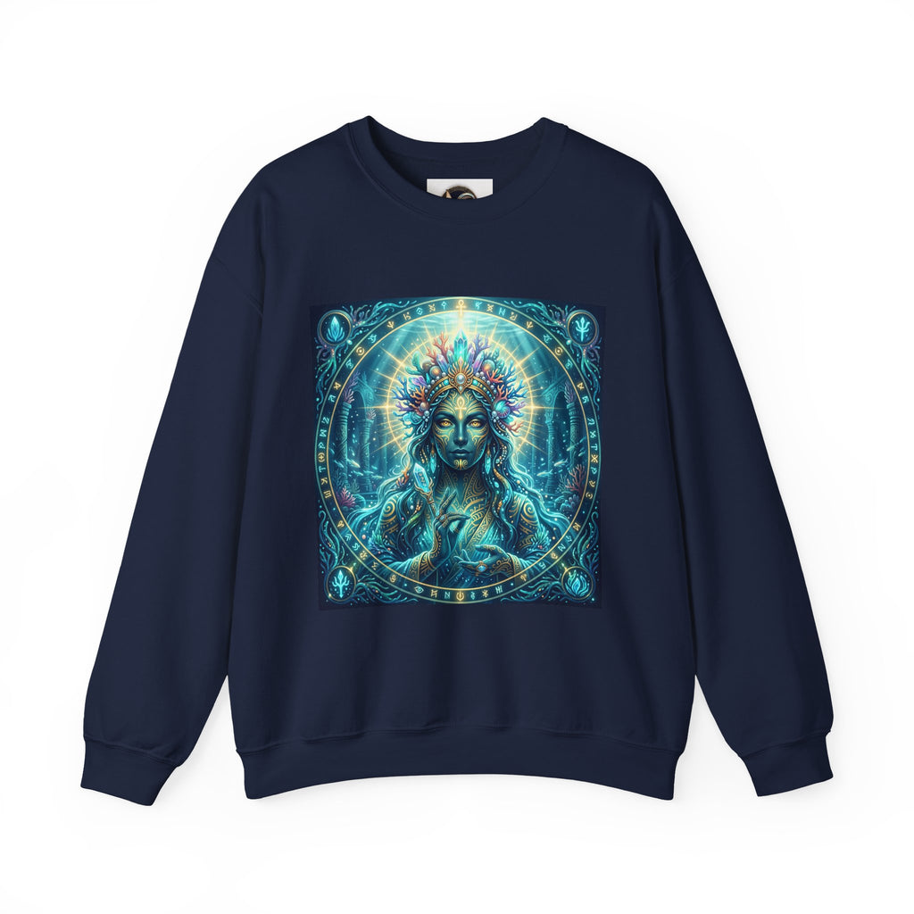 Mystic Goddess Crewneck Sweatshirt — Neon Spiritual Art Pullover