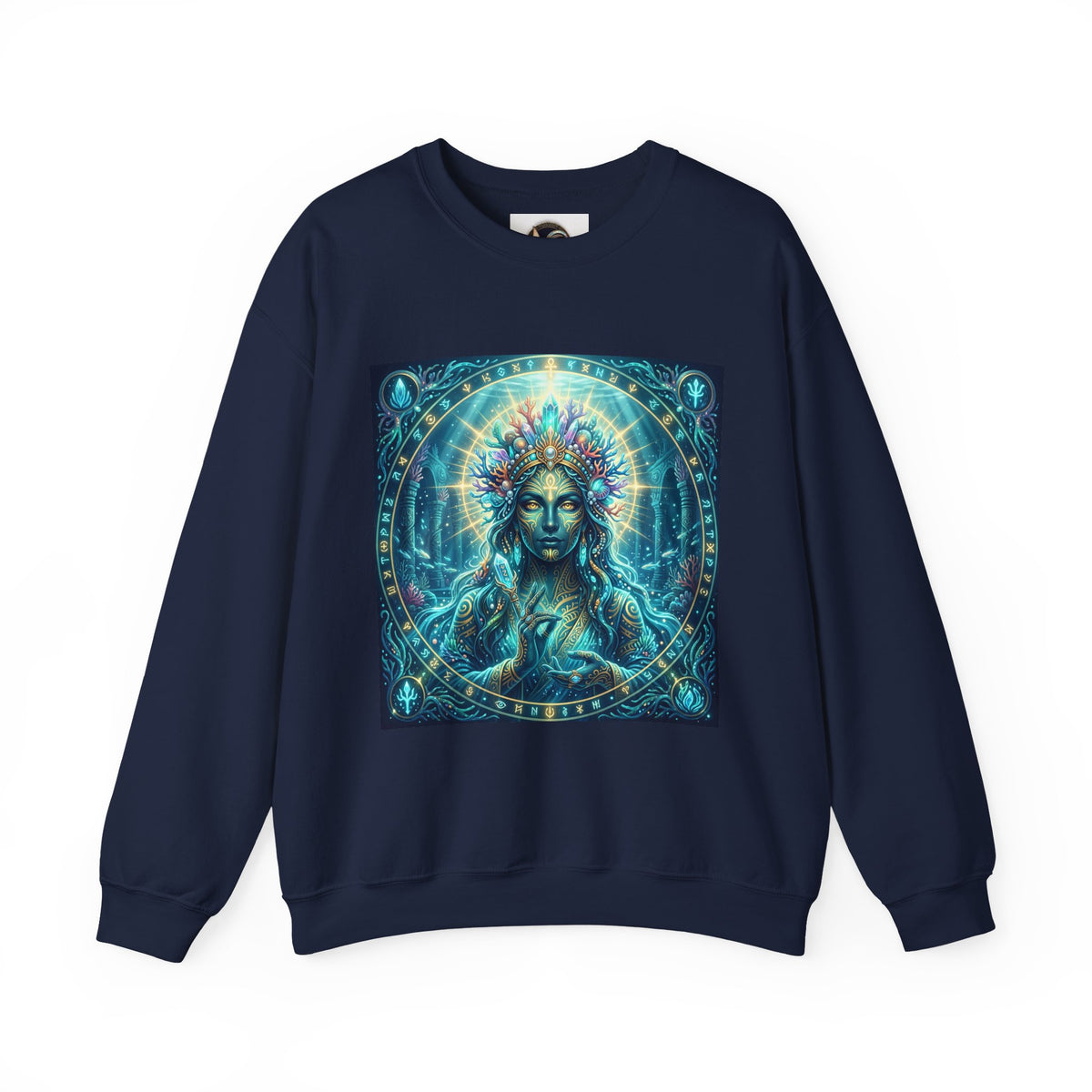 Mystic Goddess Crewneck Sweatshirt — Neon Spiritual Art Pullover