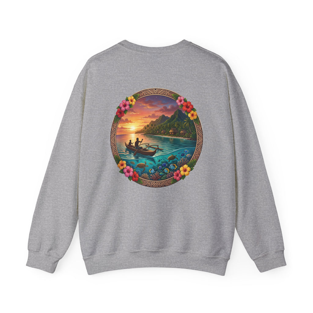 Sunset Island Crewneck Sweatshirt — Tropical Ocean Scenic Graphic