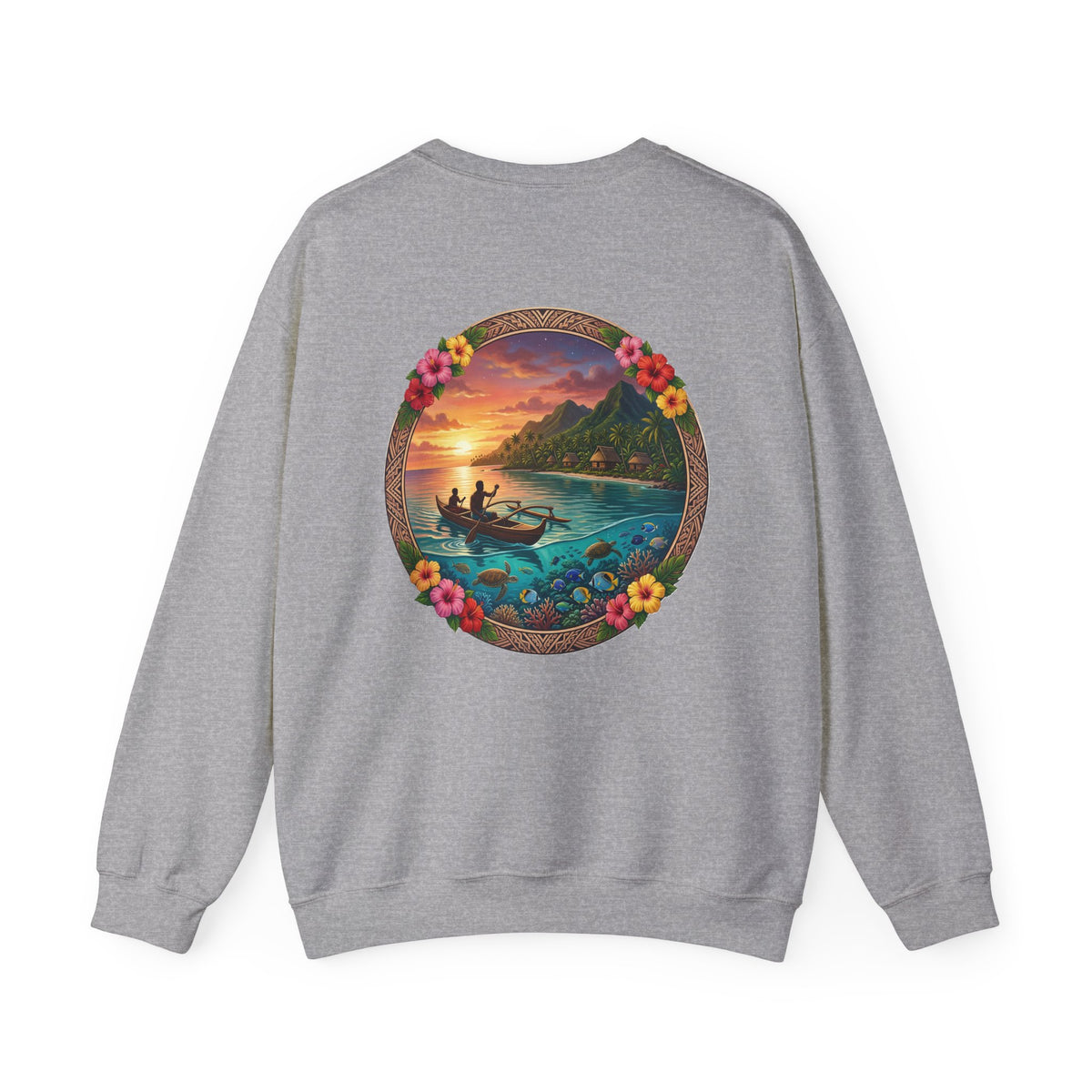 Sunset Island Crewneck Sweatshirt — Tropical Ocean Scenic Graphic