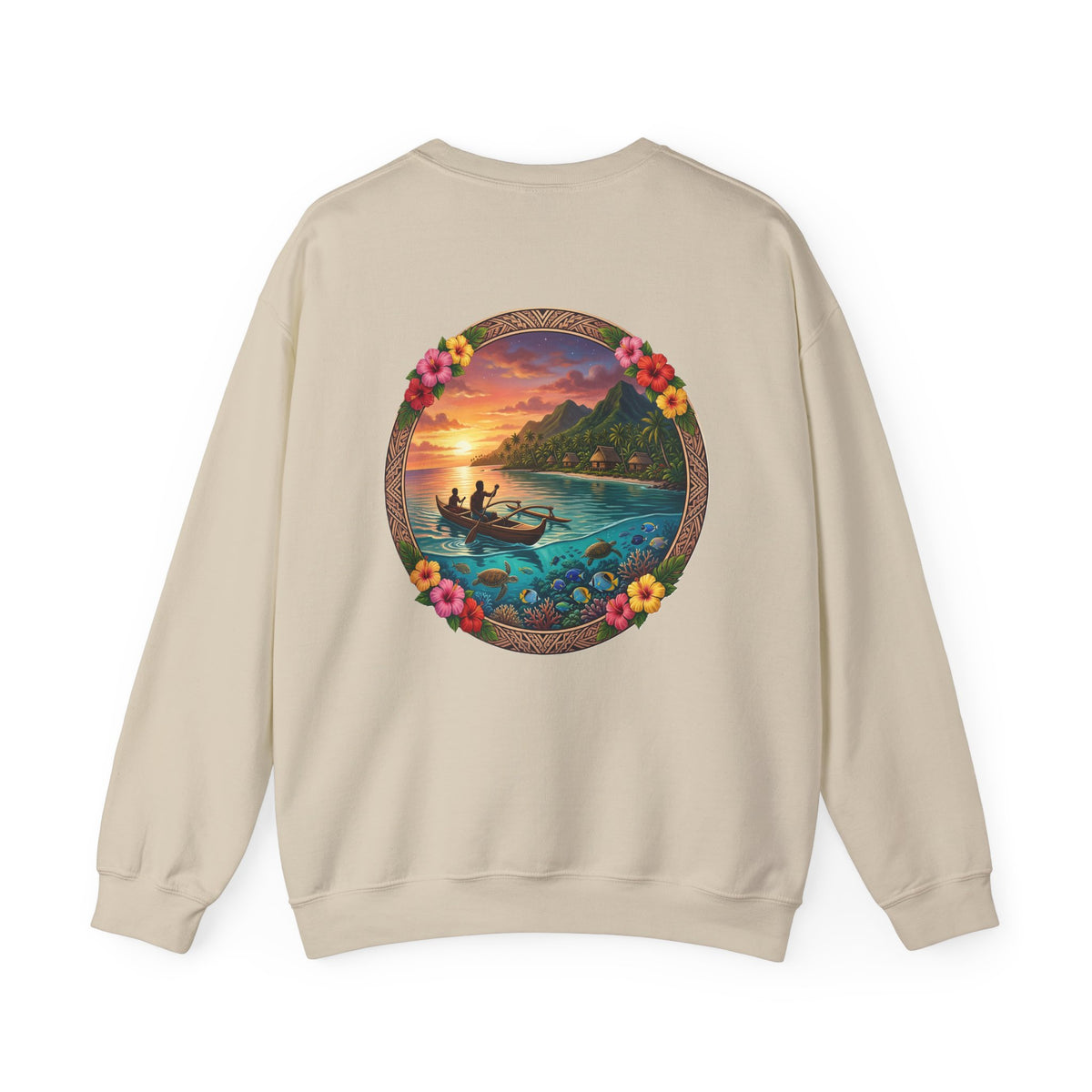Sunset Island Crewneck Sweatshirt — Tropical Ocean Scenic Graphic
