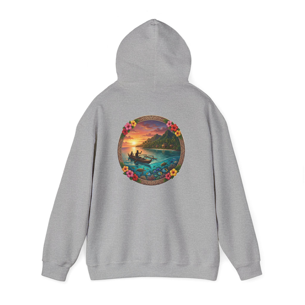 Sunset Surf Hoodie — Tropical Beach Circle Graphic Sweatshirt