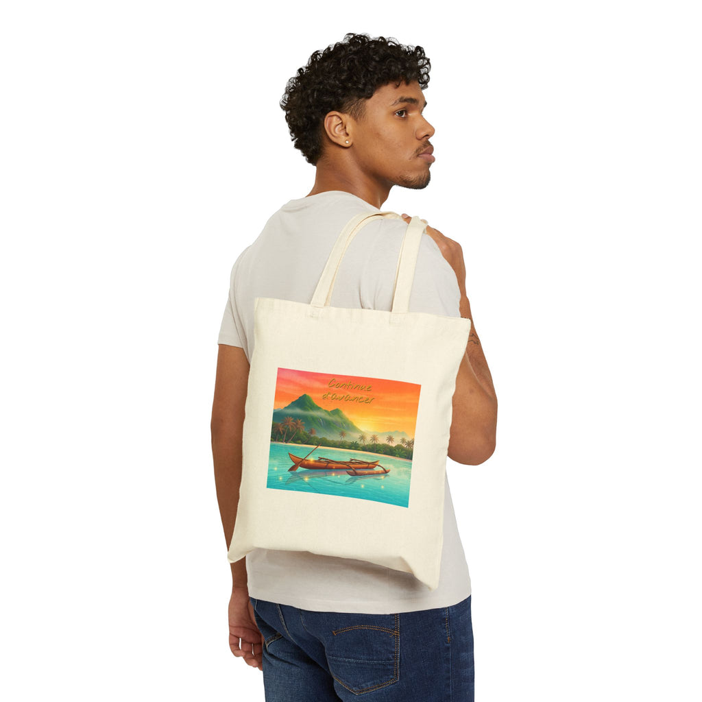 Tote Bag — Tropical Sunset Boat Canvas Tote