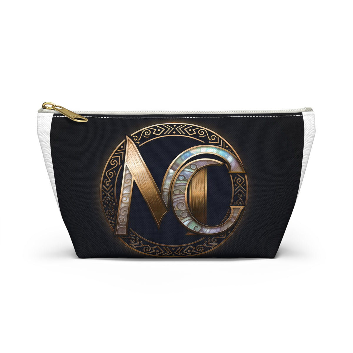 Monogram MC T-Bottom Accessory Pouch — Golden and Pearly Logo Cosmetic Bag