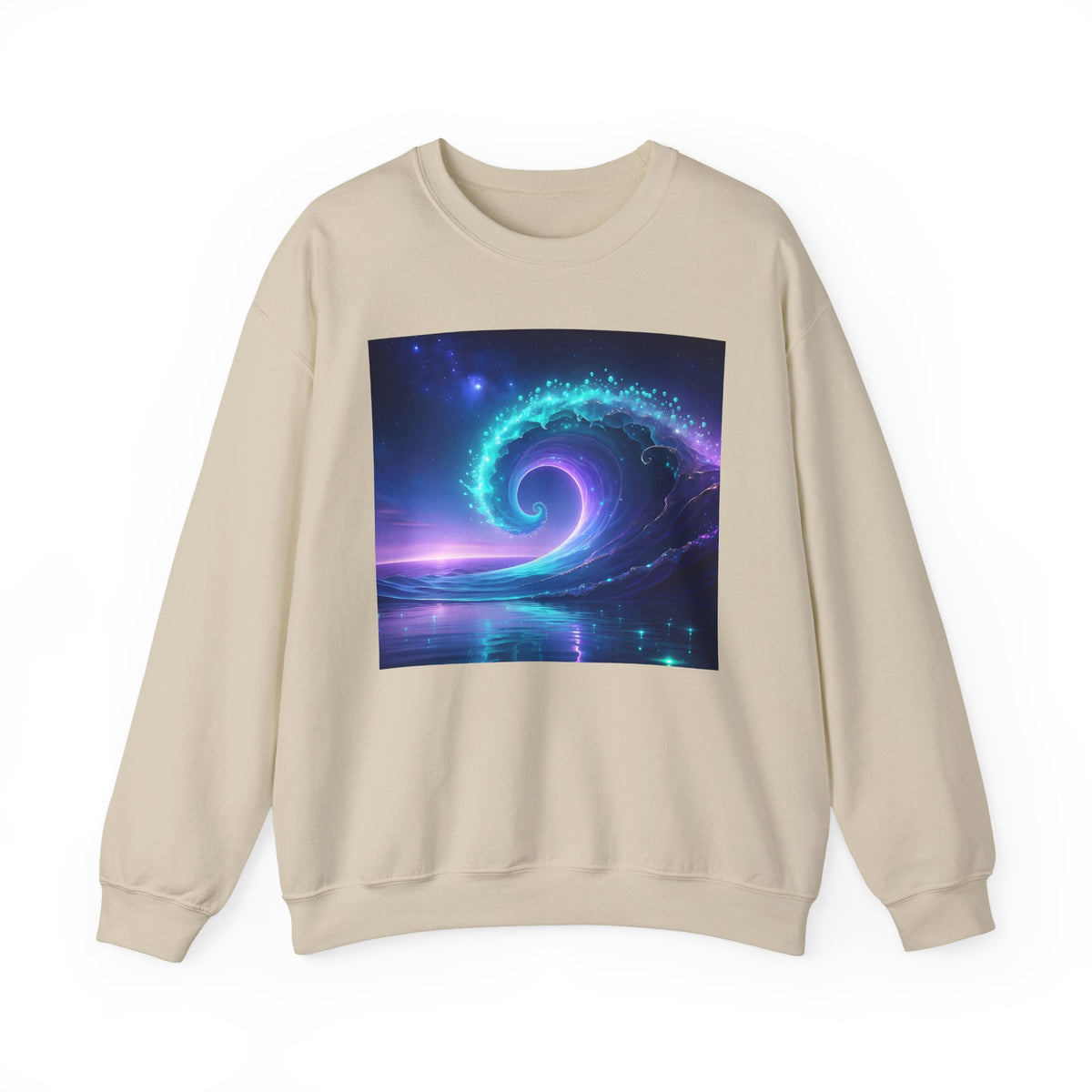 Cosmic Wave Crewneck Sweatshirt — Galaxy Spiral Graphic