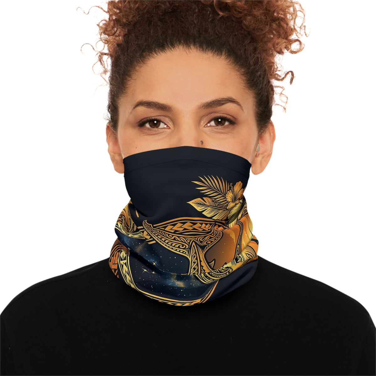 Sun & Moon Tribal Neck Gaiter — Sunset Surf Hawaiian Floral Design