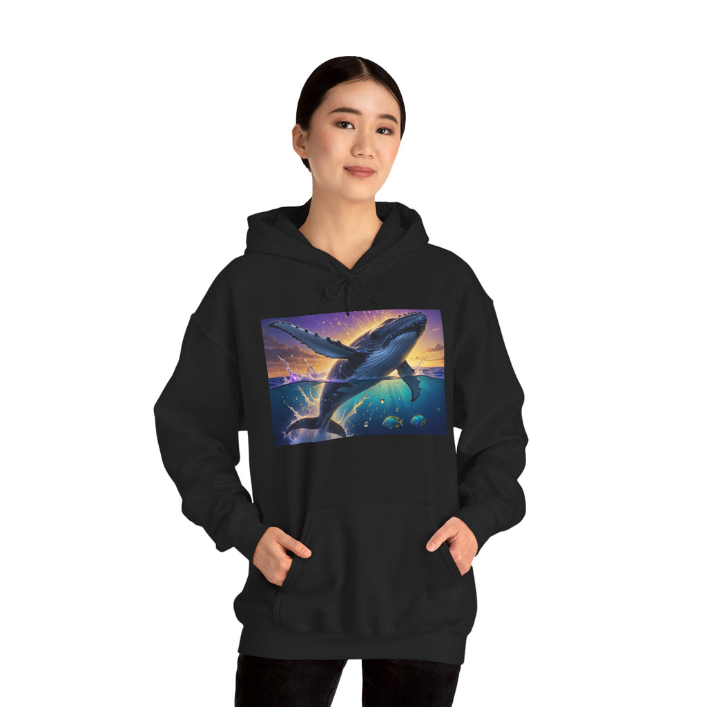 Mystic Whale Sunset Hoodie — Ocean Fantasy Graphic Pullover