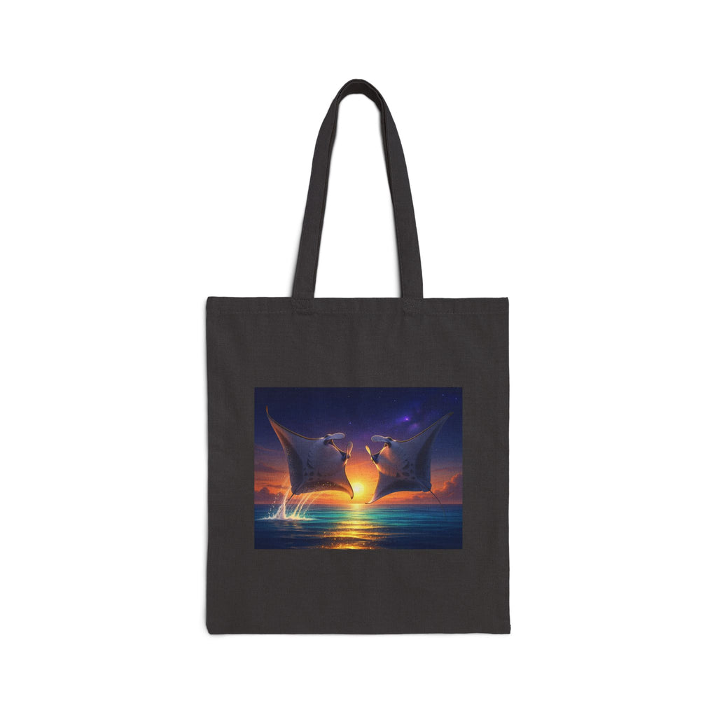 Sunset Cat Lovers Tote Bag — Romantic Double Cat Silhouette Canvas Tote