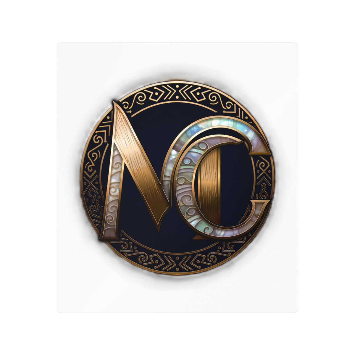 Monogram NC Gold Emblem Kiss-Cut Vinyl Sticker