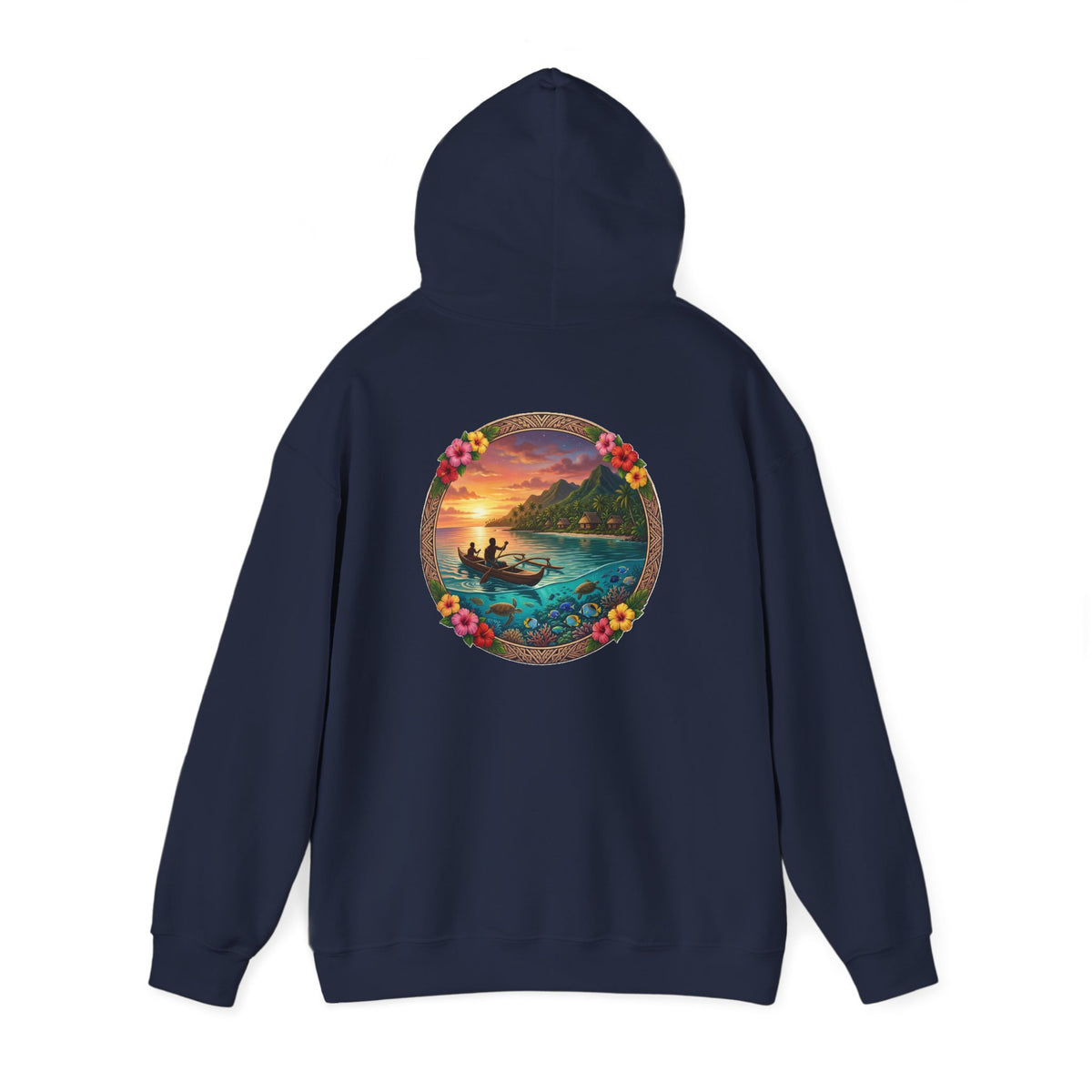 Sunset Surf Hoodie — Tropical Beach Circle Graphic Sweatshirt
