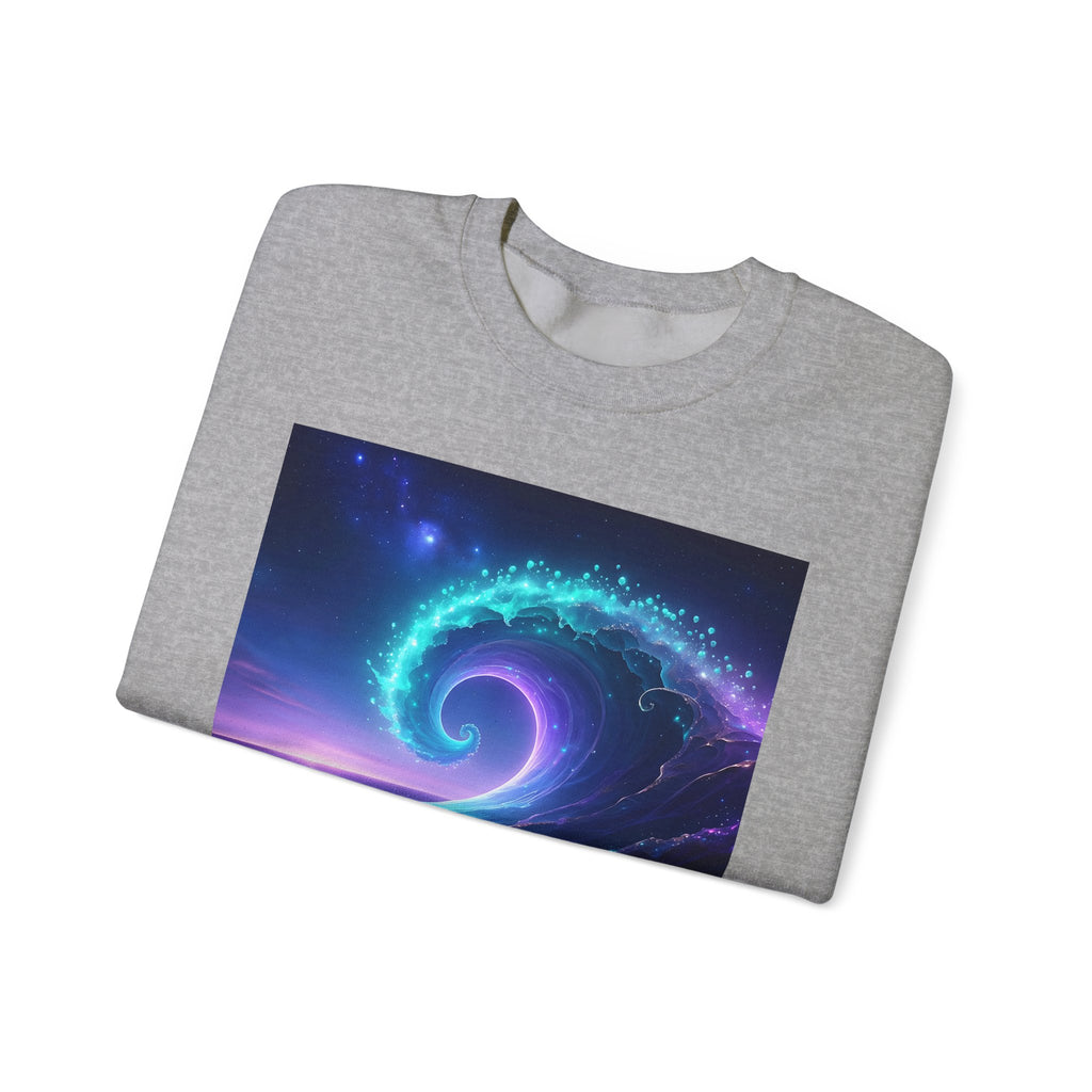Cosmic Wave Crewneck Sweatshirt — Galaxy Spiral Graphic