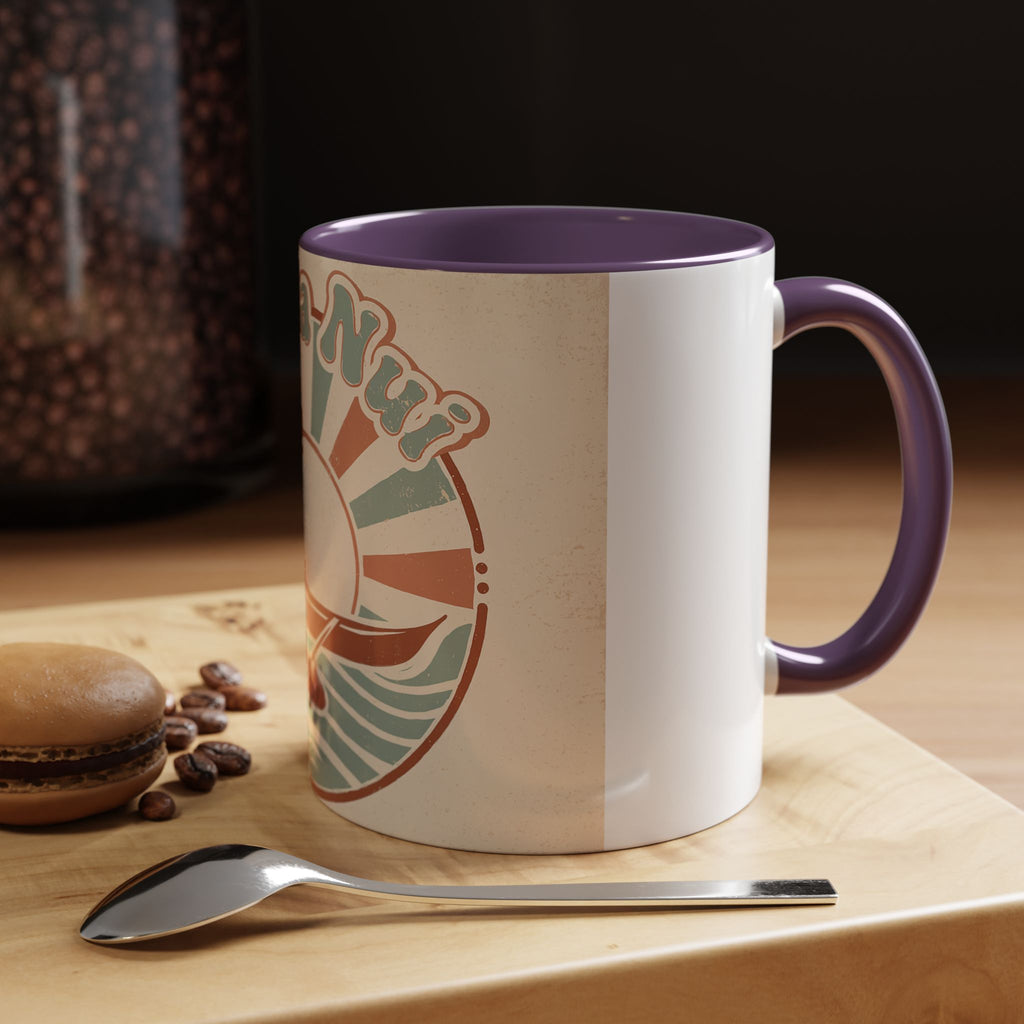 Aloha Nui Coffee Mug — Retro Hawaiian Canoe Sunset Accent Mug (11/15oz)