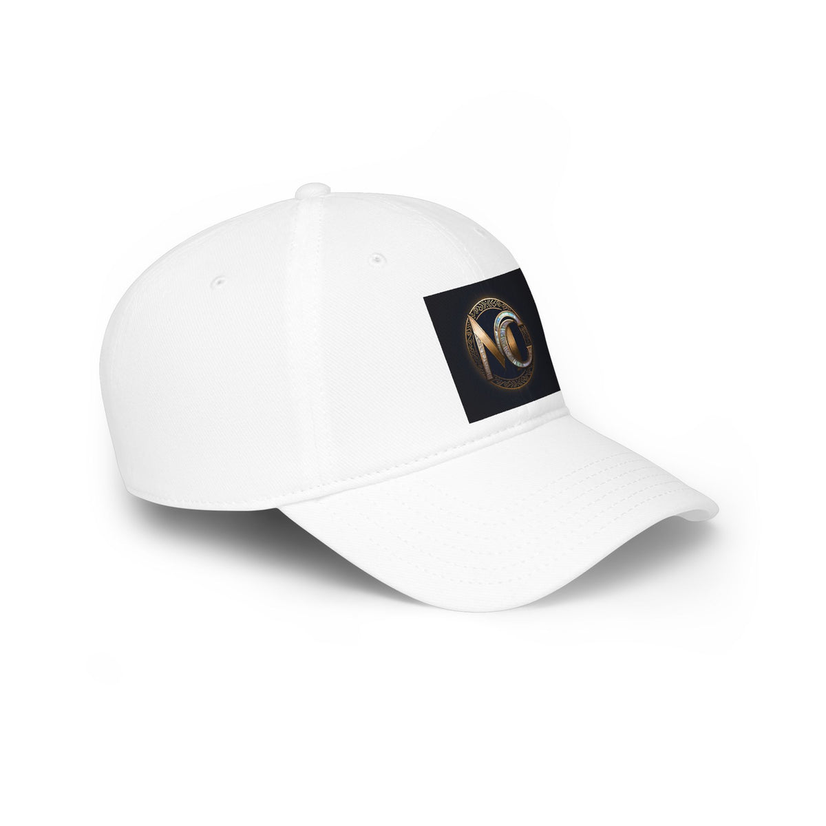 Low-profile baseball cap with gold and pearl emblem—bold minimalist hat